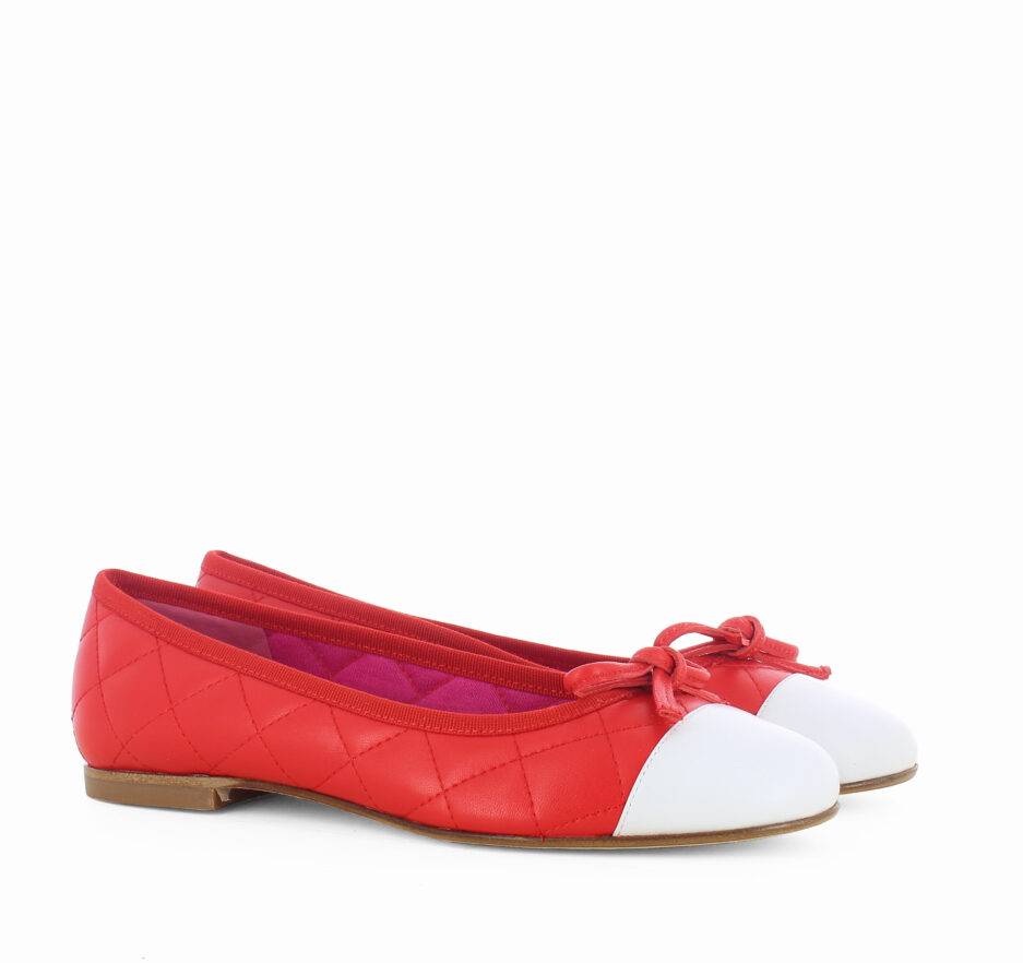 Le Babe BALLERINE IN NAPPA ROSSA Nuovo