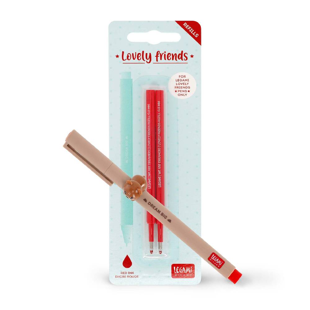 Legami Set Penna Lovely Teddy Bear con Refill Rosso Italia