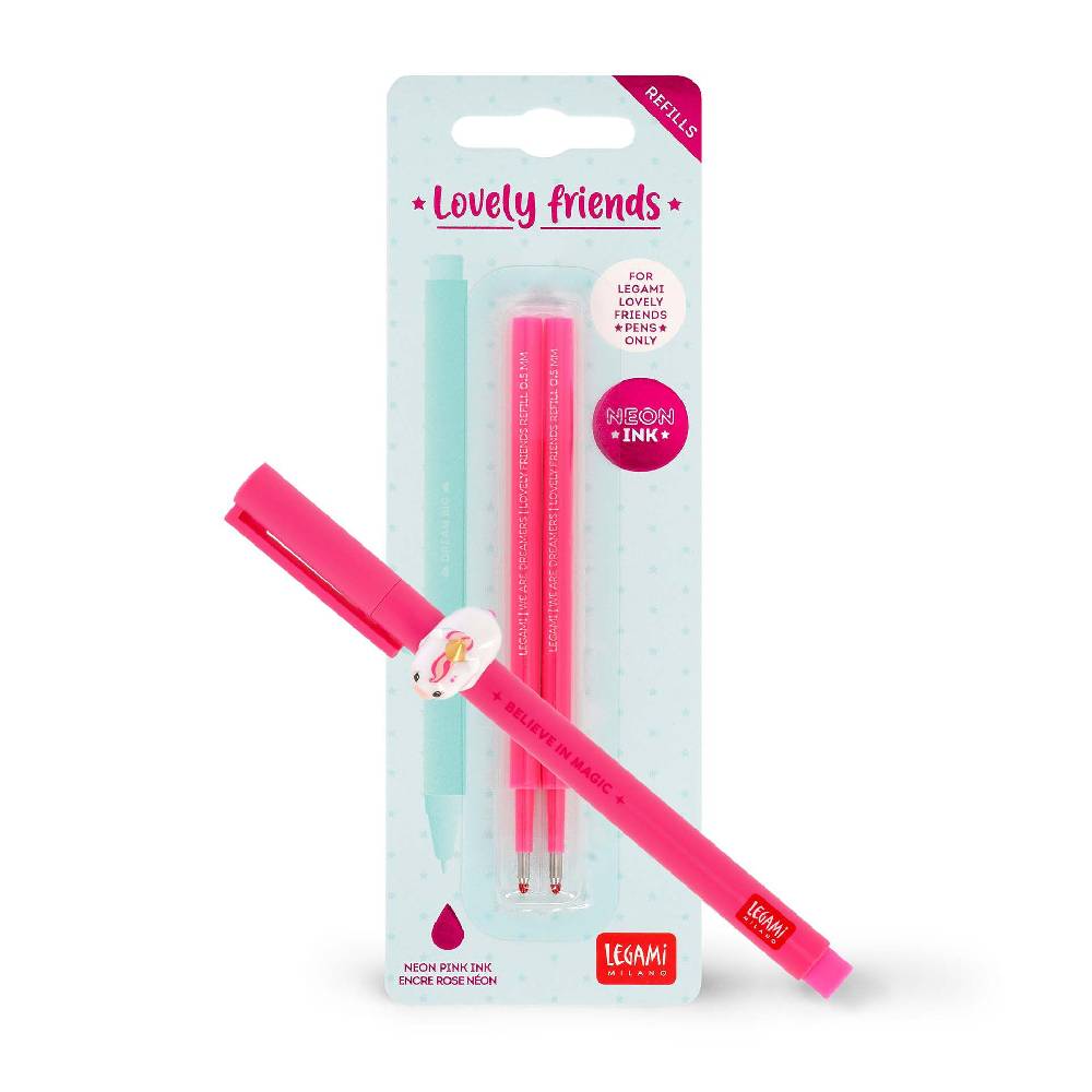 Legami Set Penna Lovely Unicorn con Refill Rosa Neon Nuovo