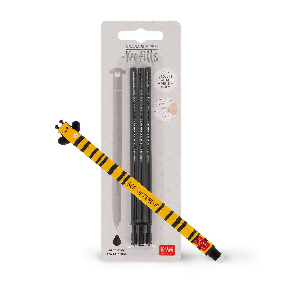 Legami Set Penna Cancellabile Bee con Refill Nero Soddisfazione Garantita