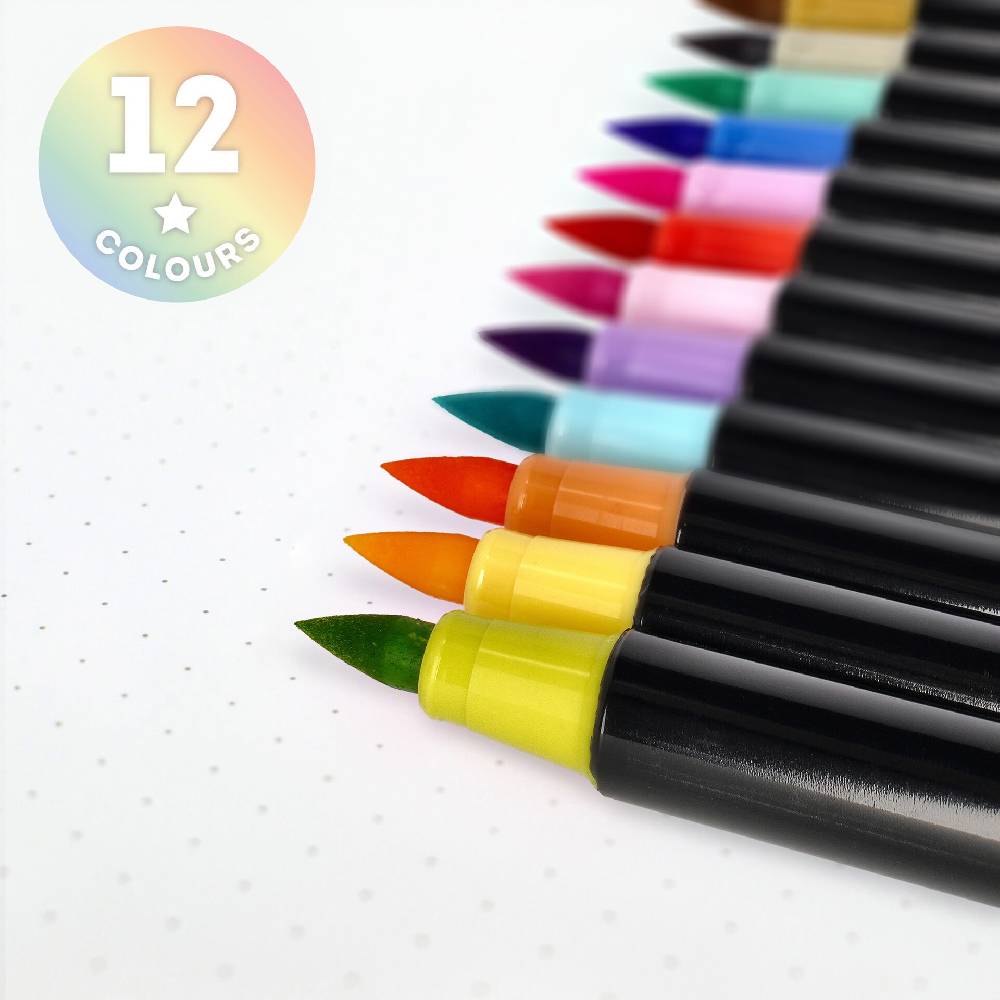 Legami Set di 12 Pennarelli con Punta Pennello - Brush Markers Vendita Calda