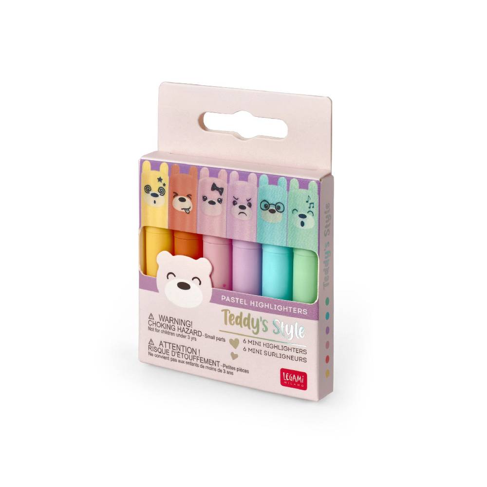 Legami Set di 6 Mini Evidenziatori Pastello - Teddy's Style Saldi Di Fabbrica