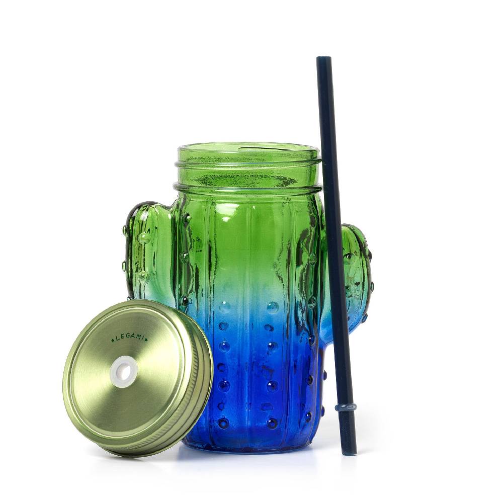 Legami Bicchiere in Vetro con Tappo e Cannuccia - Cheers Promozione