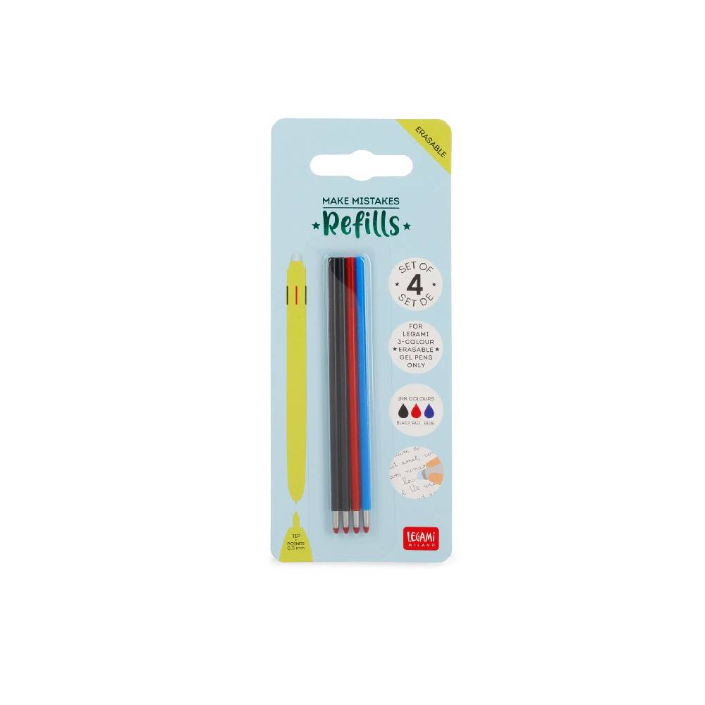 Legami Set di 4 Refill per Penna Gel Cancellabile 3 Colori Novità
