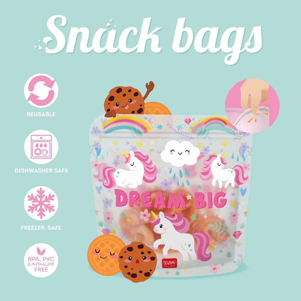Legami Set di 3 Buste per Alimenti - Snack Bags Qualità