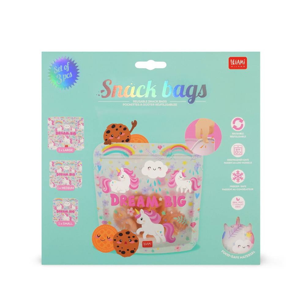 Legami Set di 3 Buste per Alimenti - Snack Bags Qualità
