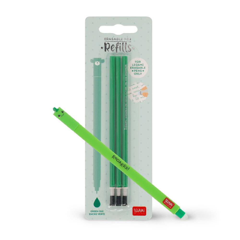 Legami Set Penna Cancellabile Dino con Refill Verde 2025
