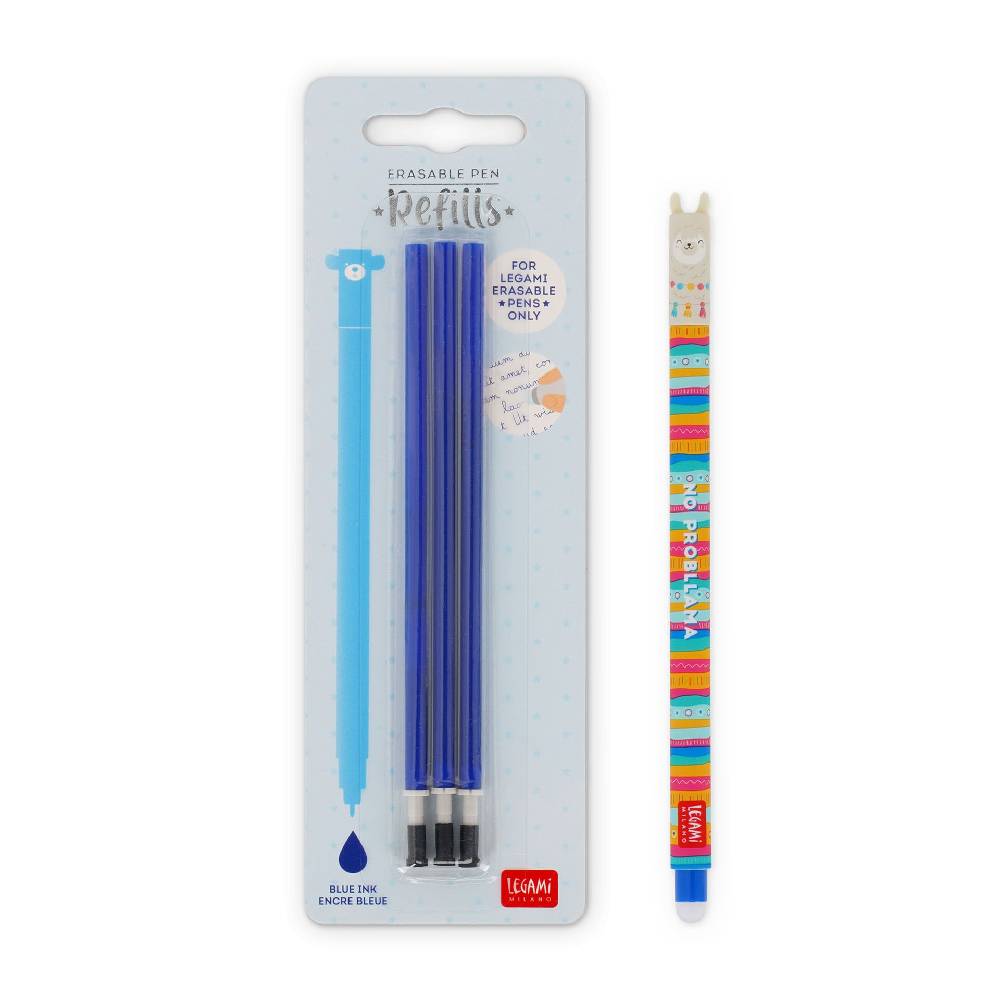 Legami Set Penna Cancellabile Llama con Refill Blu Italia