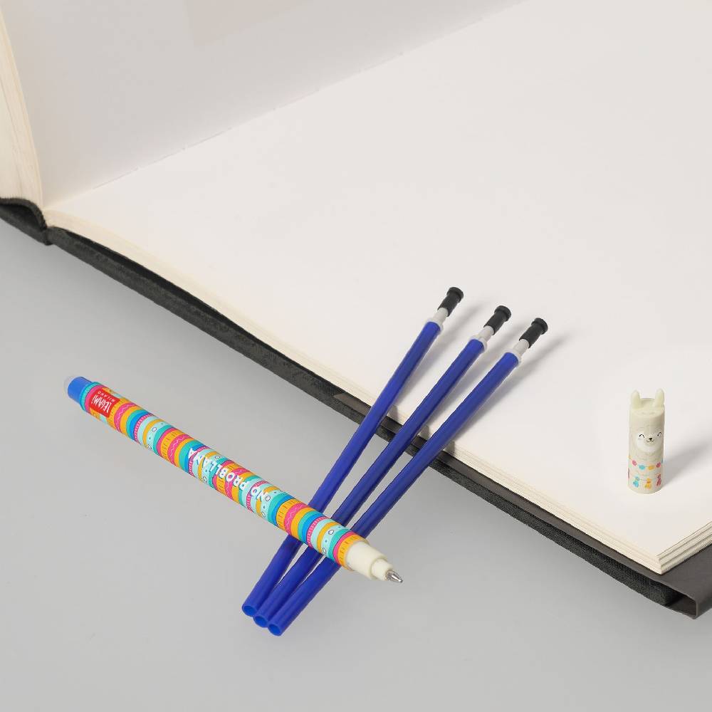Legami Set Penna Cancellabile Llama con Refill Blu Italia