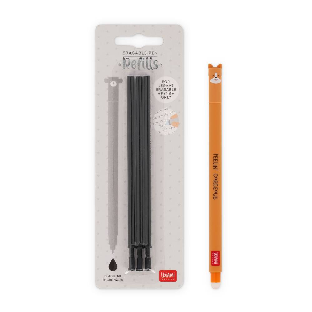 Legami Set Penna Cancellabile Corgi con Refill Nero Qualità