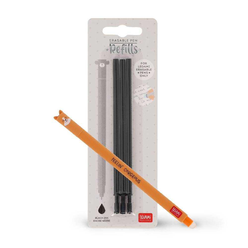 Legami Set Penna Cancellabile Corgi con Refill Nero Qualità