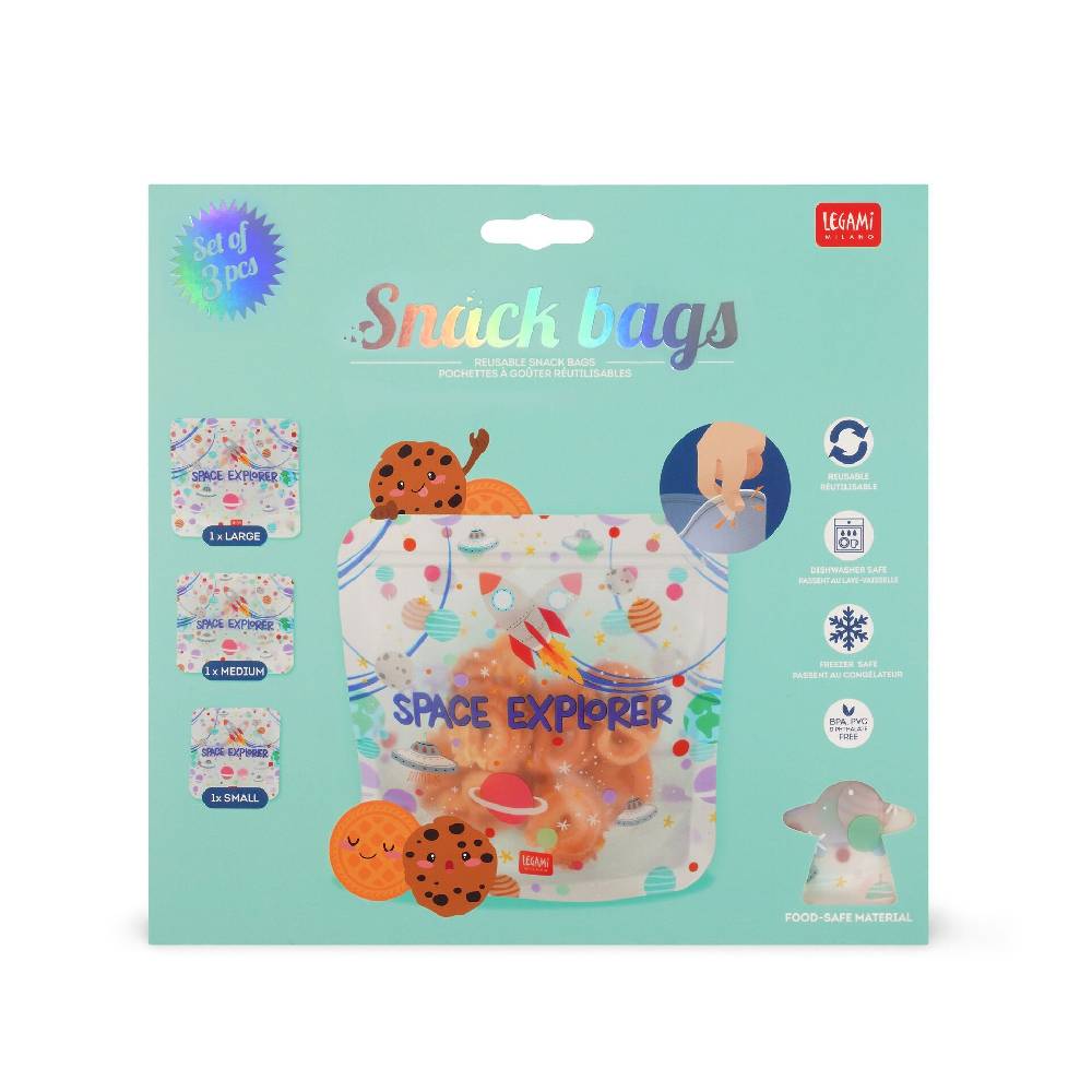 Legami Set di 3 Buste per Alimenti - Snack Bags Qualità
