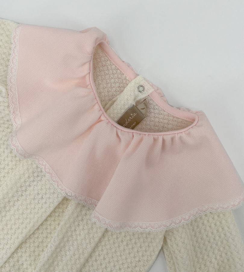 La Stupenderia PINK VOULANT NECK SWEATER OVERALL Consegna Veloce