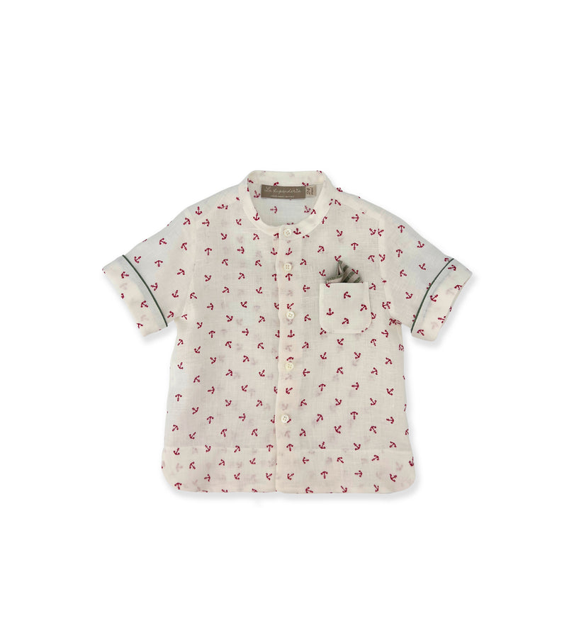 La Stupenderia CAMICIA LINO CON ANCORE ROSSE Italia
