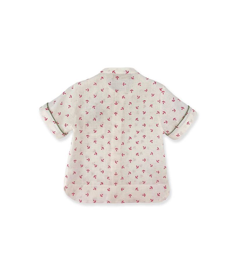 La Stupenderia CAMICIA LINO CON ANCORE ROSSE Italia