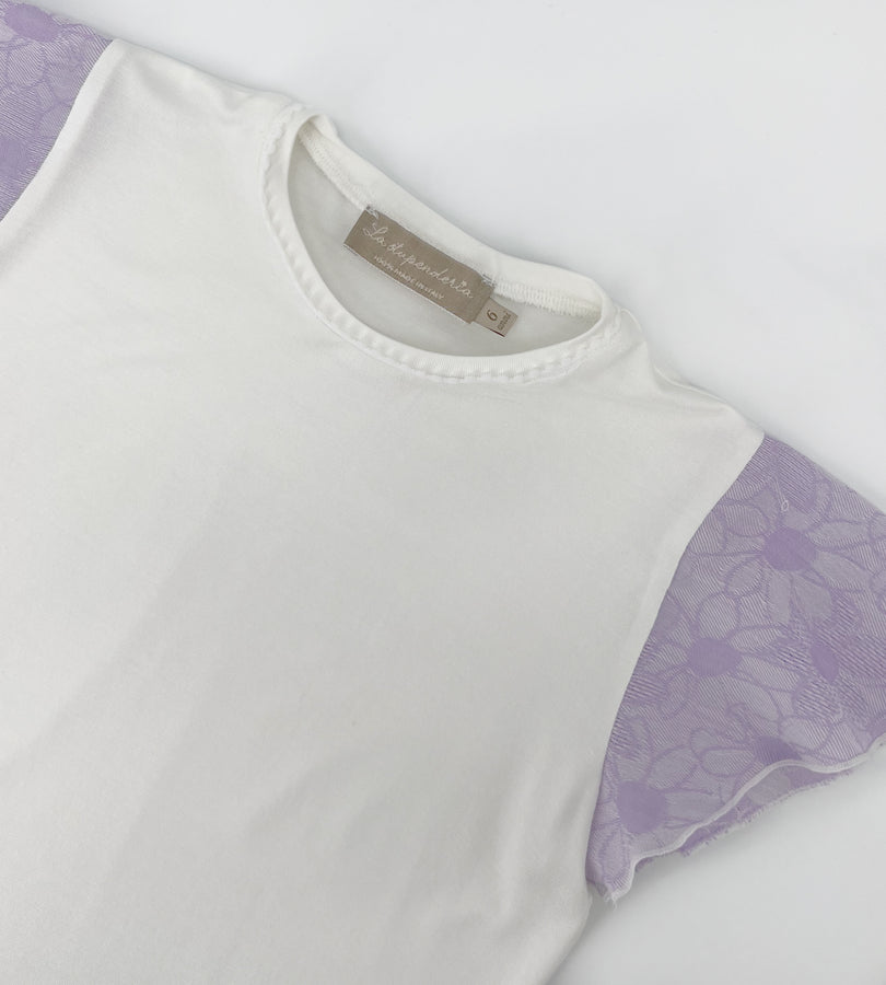 La Stupenderia WHITE AND LILAC T-SHIRT Shopping Online