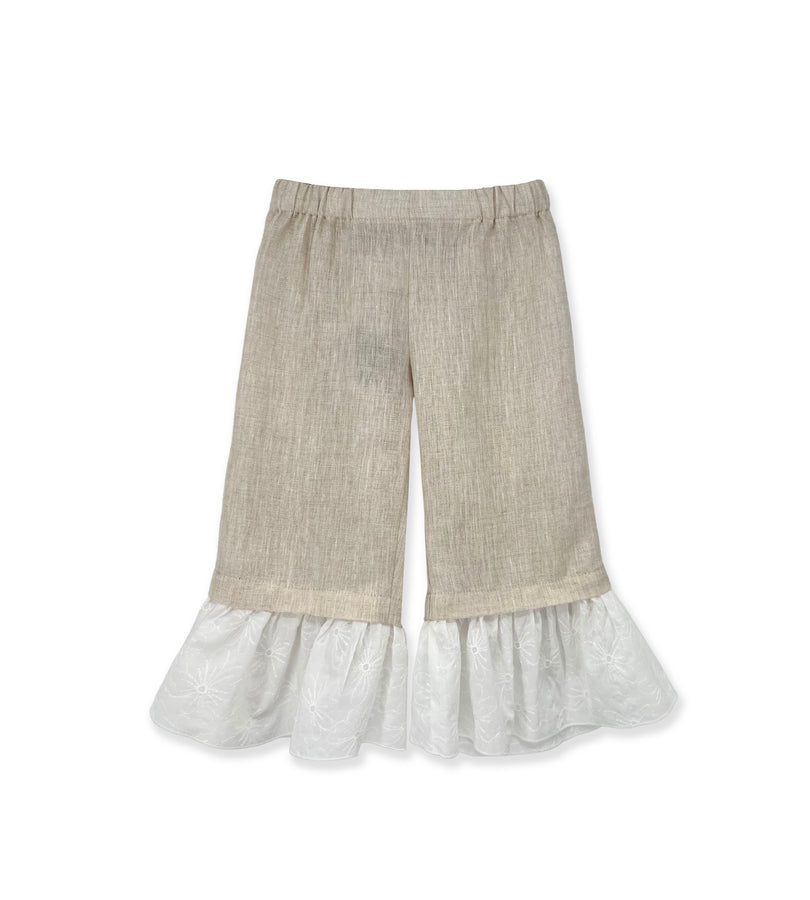 La Stupenderia BEIGE LINEN CAPRI PANTS Presa
