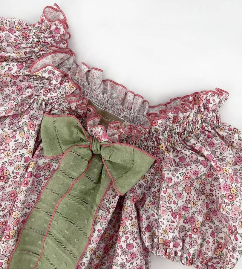 La Stupenderia FLORAL DRESS WITH GREEN BOW Sconto