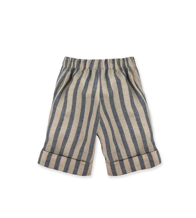 La Stupenderia BERMUDA LINO BEIGE E AVIO Nuova