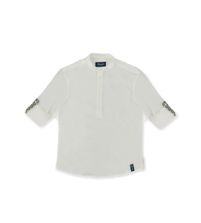 La Stupenderia WHITE LINEN POLO SHIRT Qualità