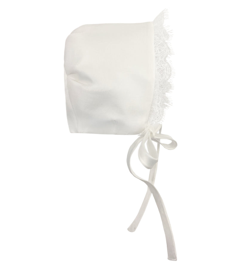 La Stupenderia SILK WHITE BONNET WITH LACE Qualità