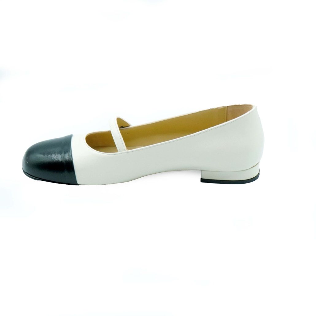 ﻿Lea Gu ballerina in nappa con punta in contrasto, tacco 10mm Hotsell