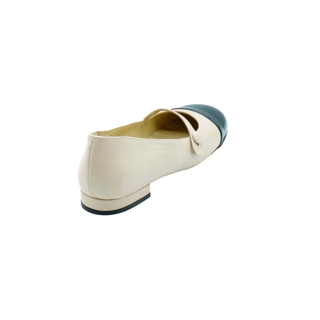 ﻿Lea Gu ballerina in nappa con punta in contrasto, tacco 10mm Hotsell