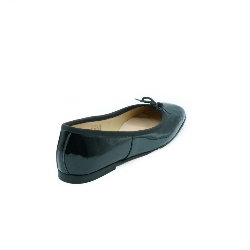 Lea Gu ballerina in vernice, fiocco frontale, punta quadrata, tacco 10mm Vendita Calda