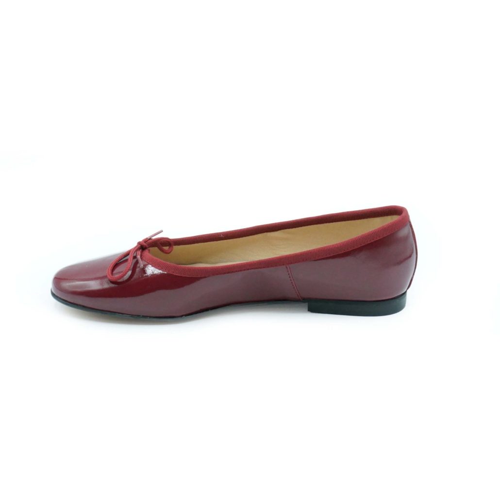 Lea Gu ballerina in vernice, fiocco frontale, punta tonda, tacco 10mm Vendita Economica