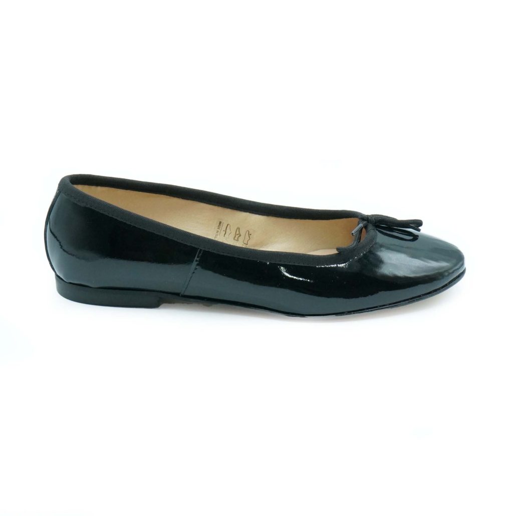 Lea Gu ballerina in vernice, fiocco frontale, punta tonda, tacco 10mm Vendita Economica