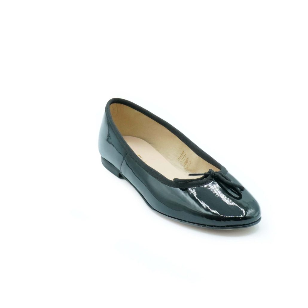 Lea Gu ballerina in vernice, fiocco frontale, punta tonda, tacco 10mm Vendita Economica
