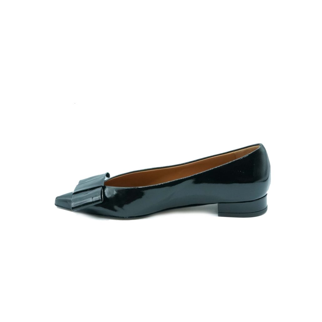 Lea Gu ballerina in vernice, fiocco frontale, tacco 10mm Moda