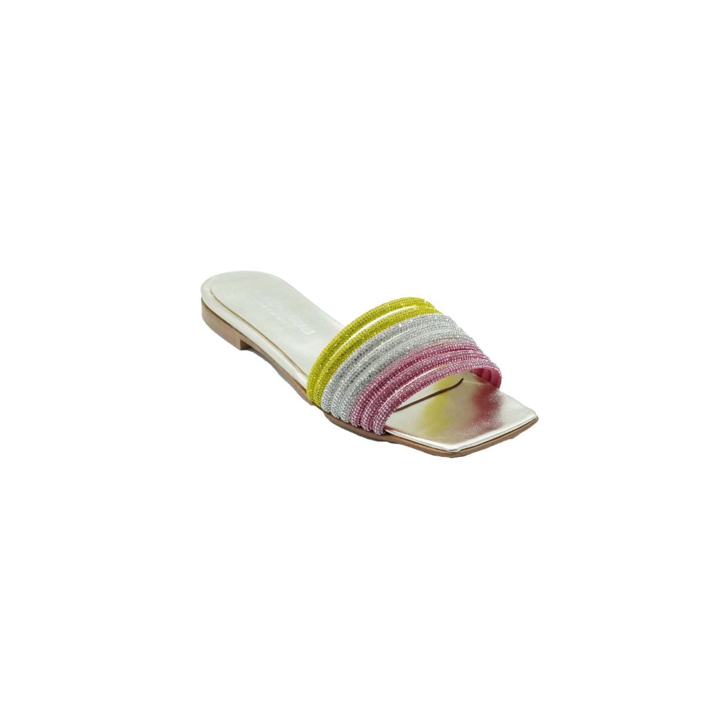 Lea Gu ciabattina in nappa laminata, fasce frontali, punta quadrata, tacco 10mm In Linea