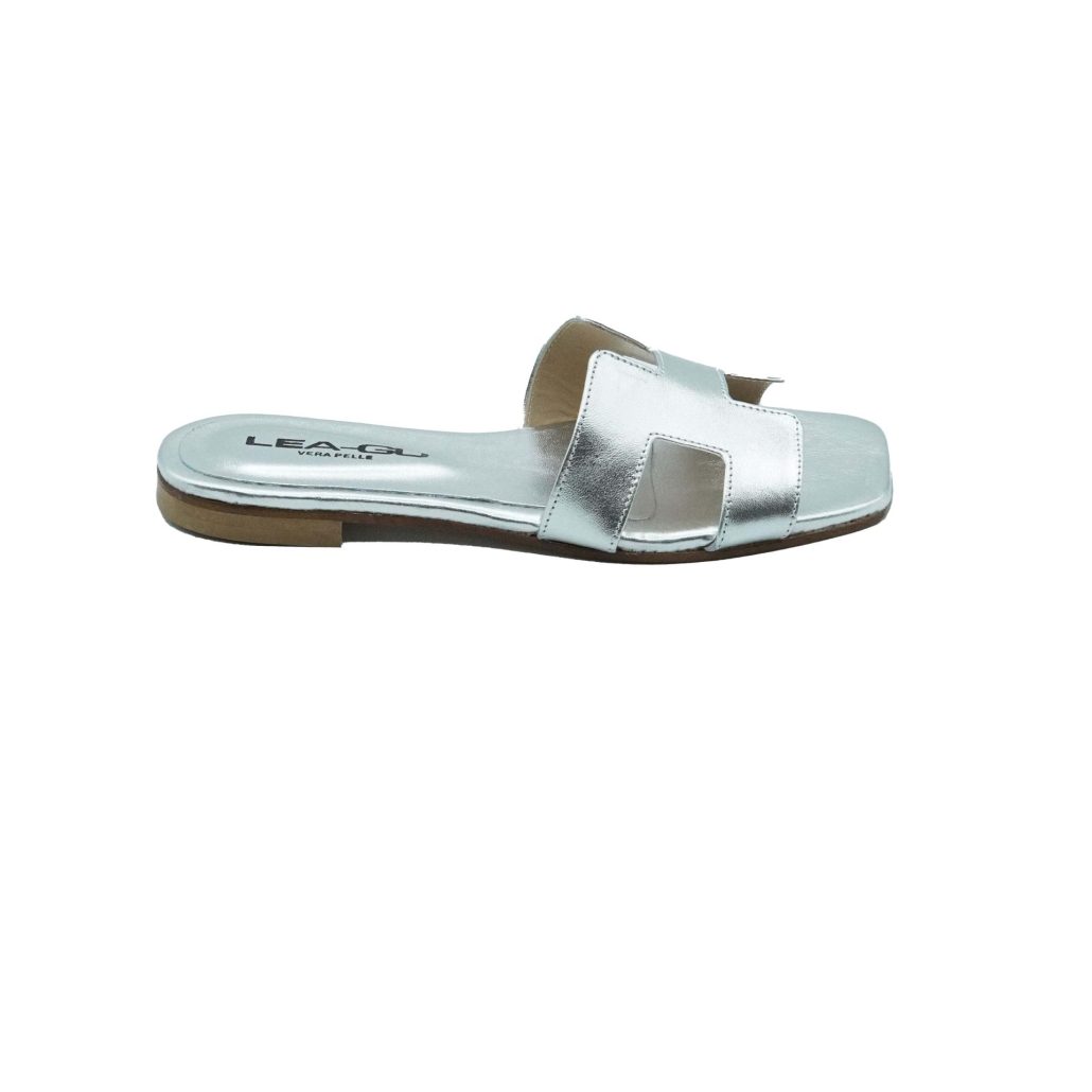 Lea Gu ciabattina in nappa laminata, fascia frontale, punta quadrata, tacco 10mm Qualità
