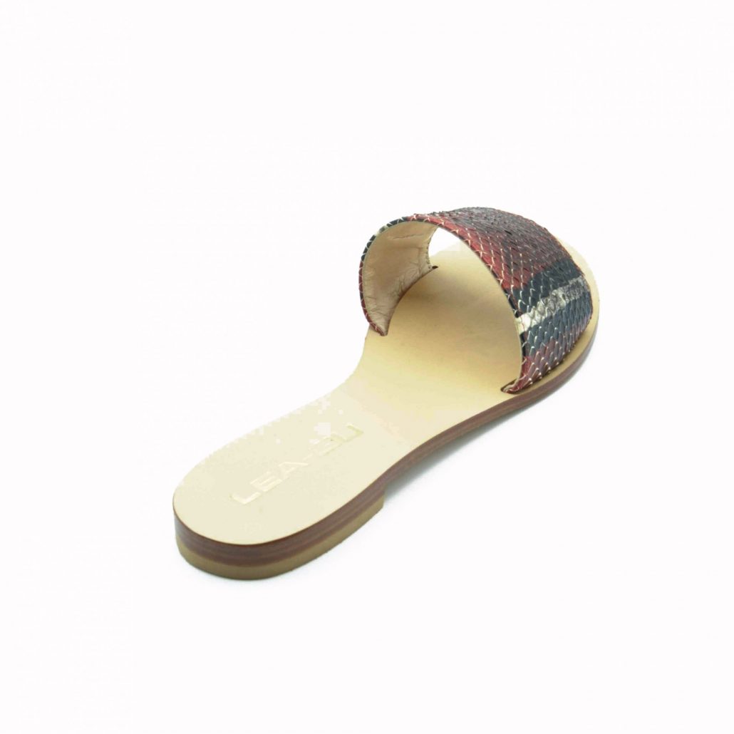 Lea Gu ciabattina in nappa stampa pitone, fascia frontale, tacco 15 mm Vendita