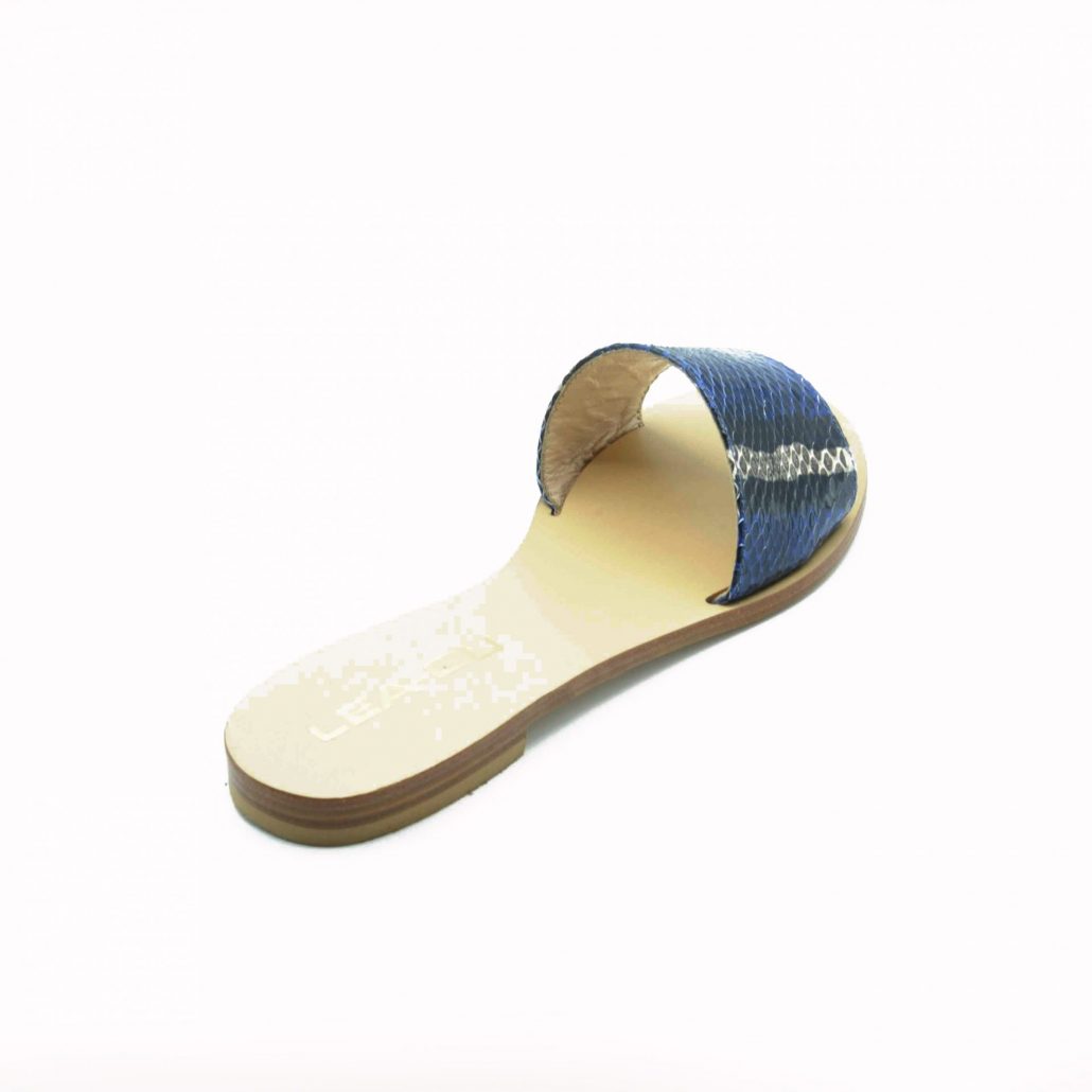 Lea Gu ciabattina in nappa stampa pitone, fascia frontale, tacco 15 mm Vendita