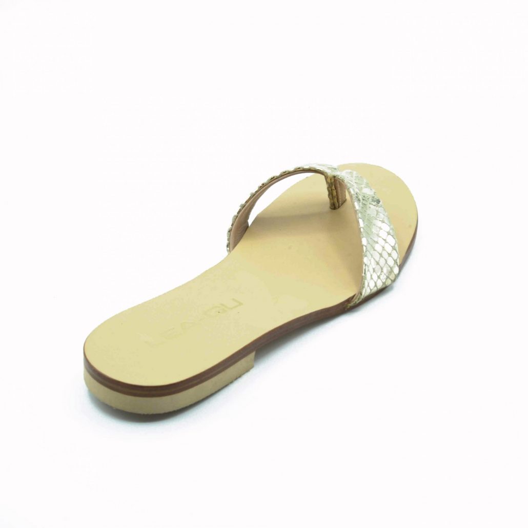 Lea Gu ciabattina in nappa stampa pitone, infradito, tacco 15 mm Promozione