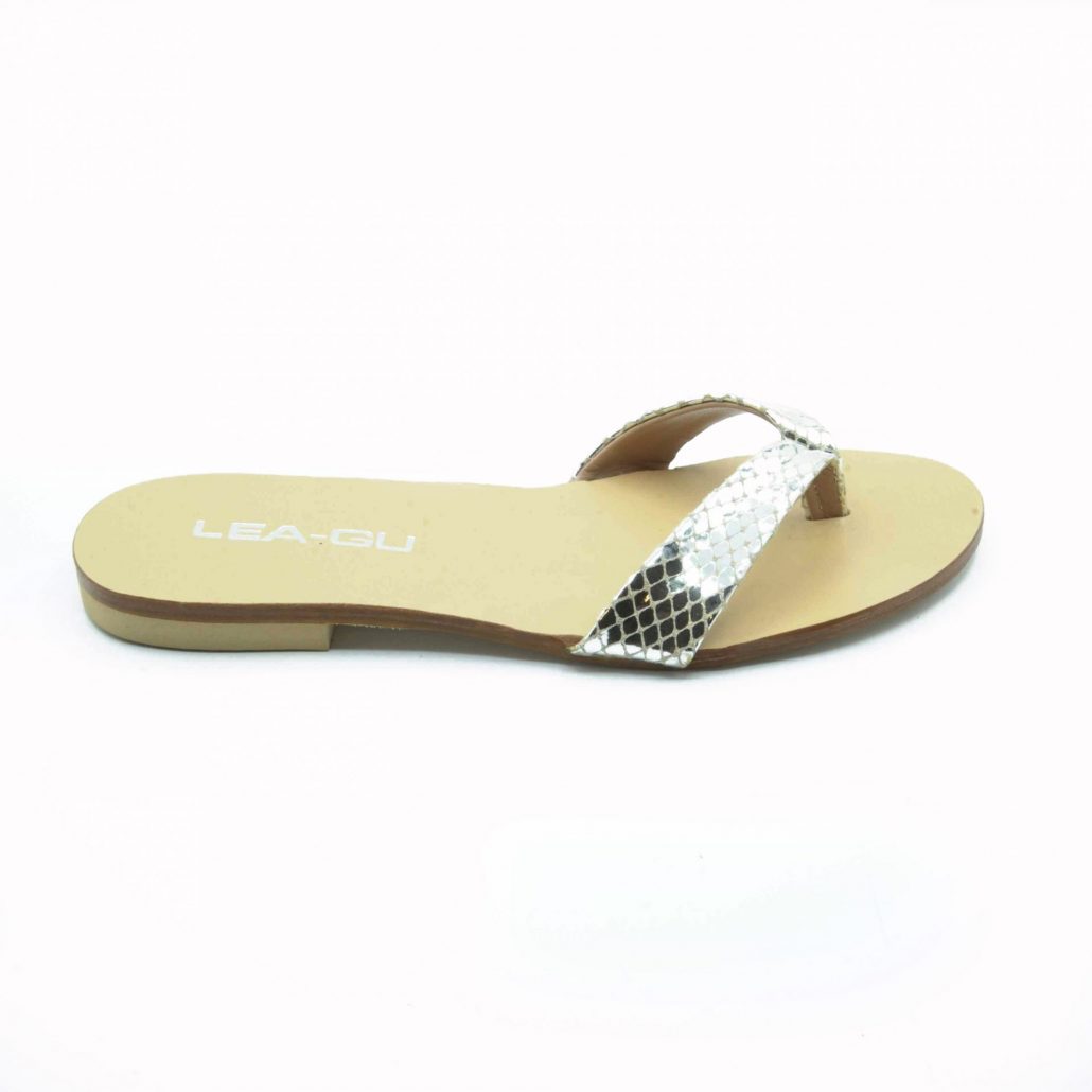 Lea Gu ciabattina in nappa stampa pitone, infradito, tacco 15 mm Promozione
