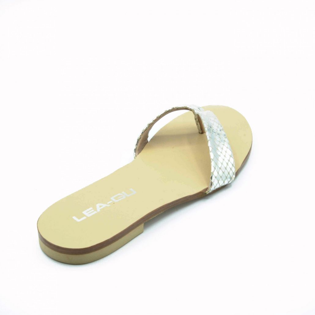 Lea Gu ciabattina in nappa stampa pitone, infradito, tacco 15 mm Promozione