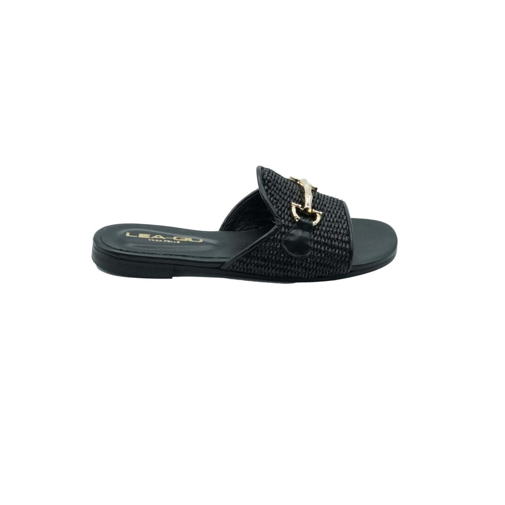 Lea Gu ciabattina in nappa, fascia frontale in rafia con accessorio, tacco 10mm Negozi Online
