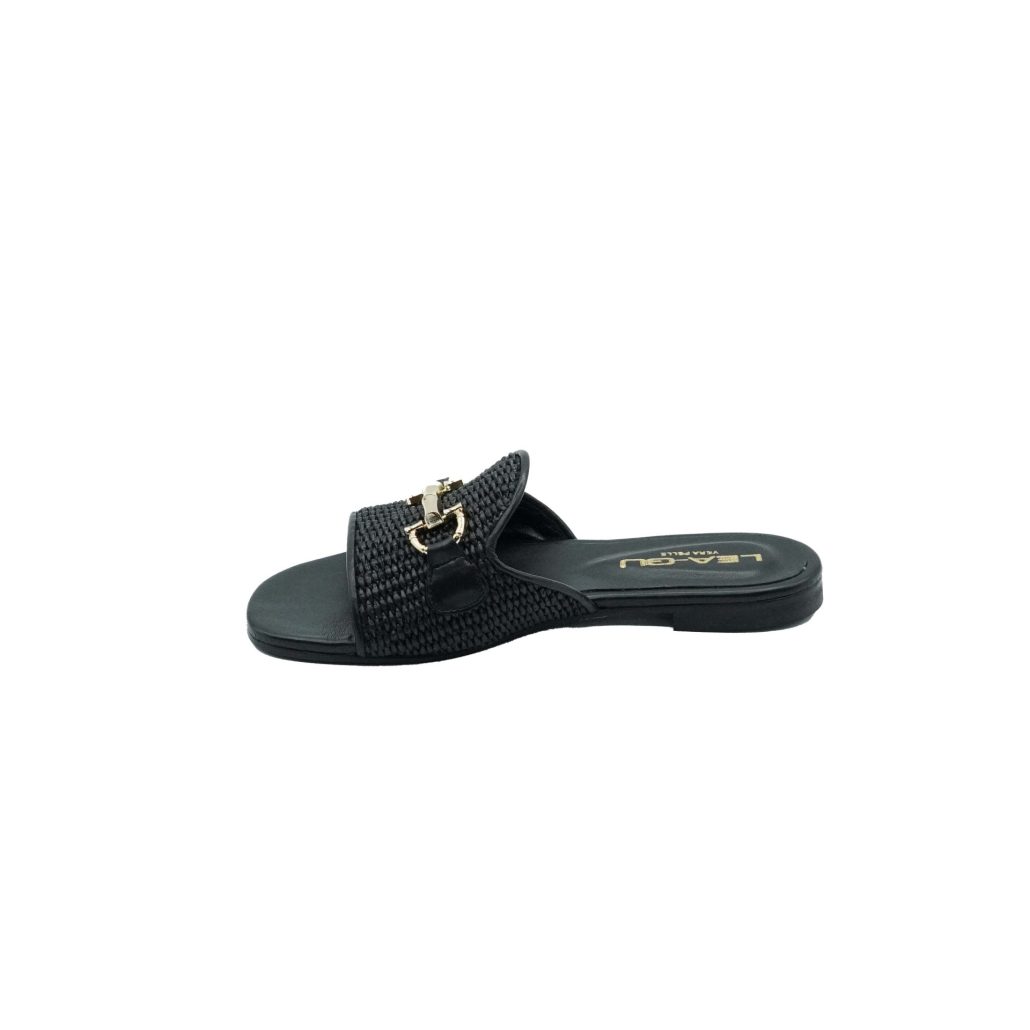 Lea Gu ciabattina in nappa, fascia frontale in rafia con accessorio, tacco 10mm Negozi Online