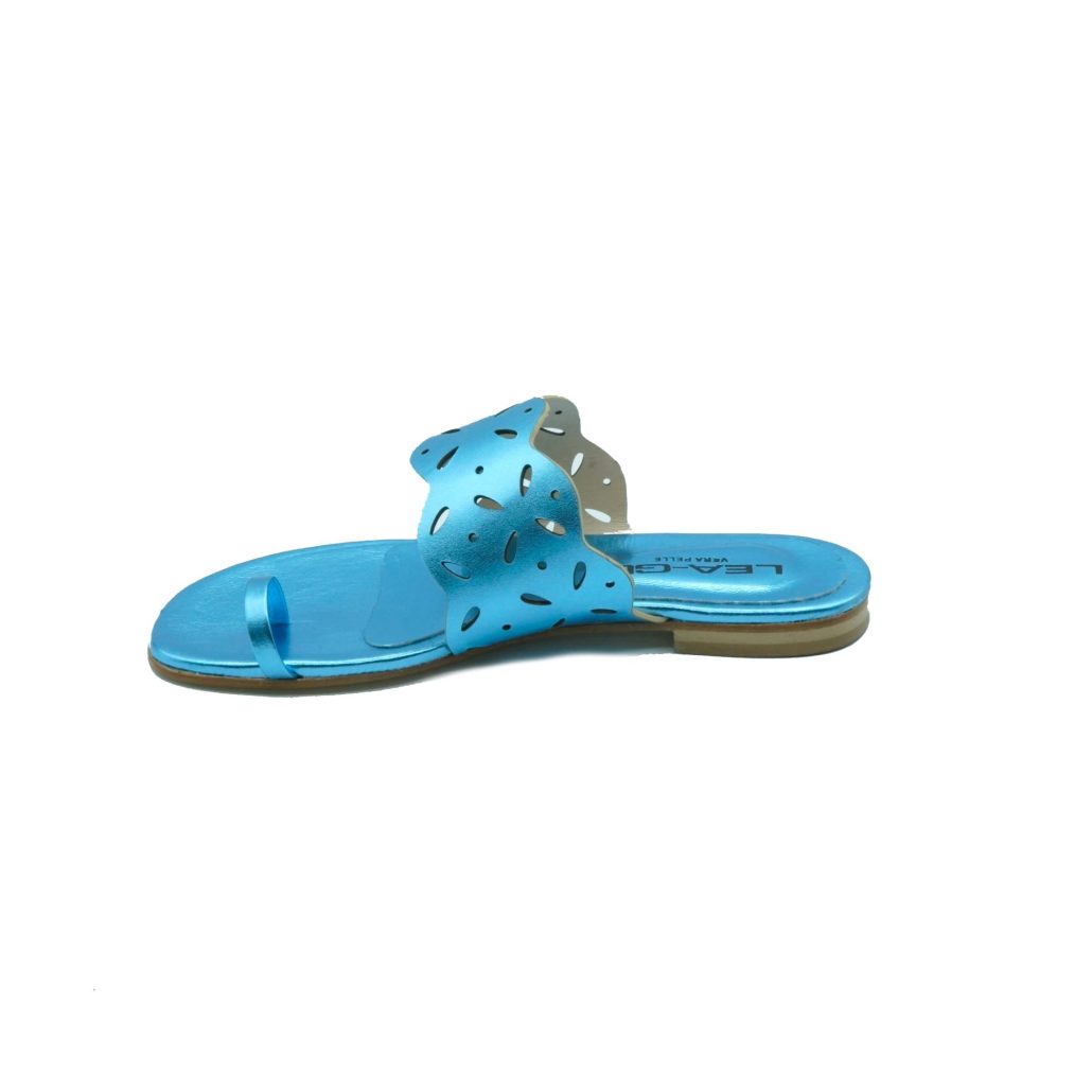 Lea Gu ciabattina infradito in nappa laminata, fascia frontale, tacco 10mm Fino Al -60%