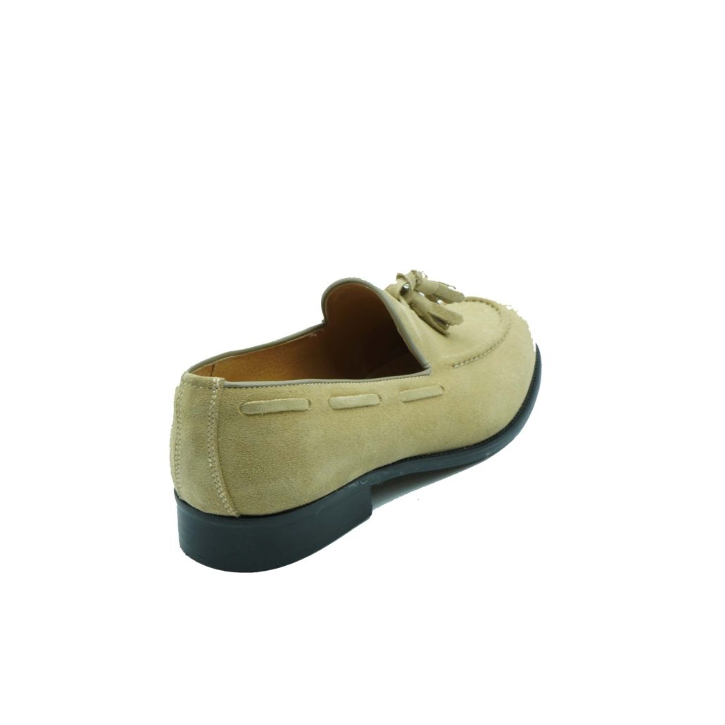 Lea Gu mocassino in camoscio, nappine frontali, fondo cuoio 25mm Affare Del Giorno