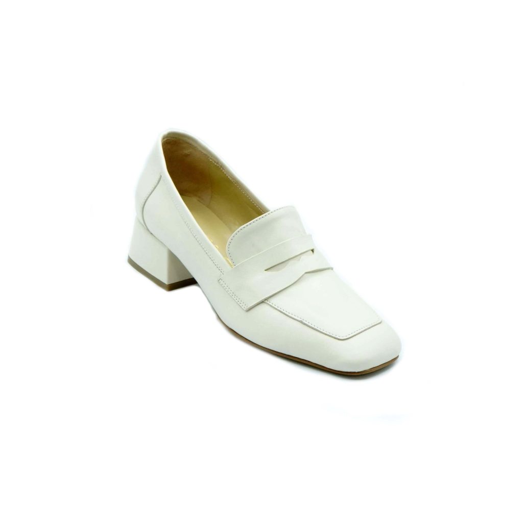 Lea Gu mocassino in nappa, punta quadrata, bocca di leone frontale, tacco 35mm Novità