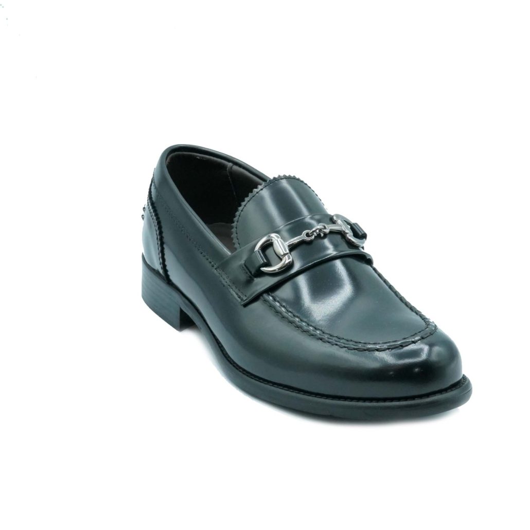 Lea Gu mocassino in vitello abrasivato, accessorio frontale, tacco 25mm Presa