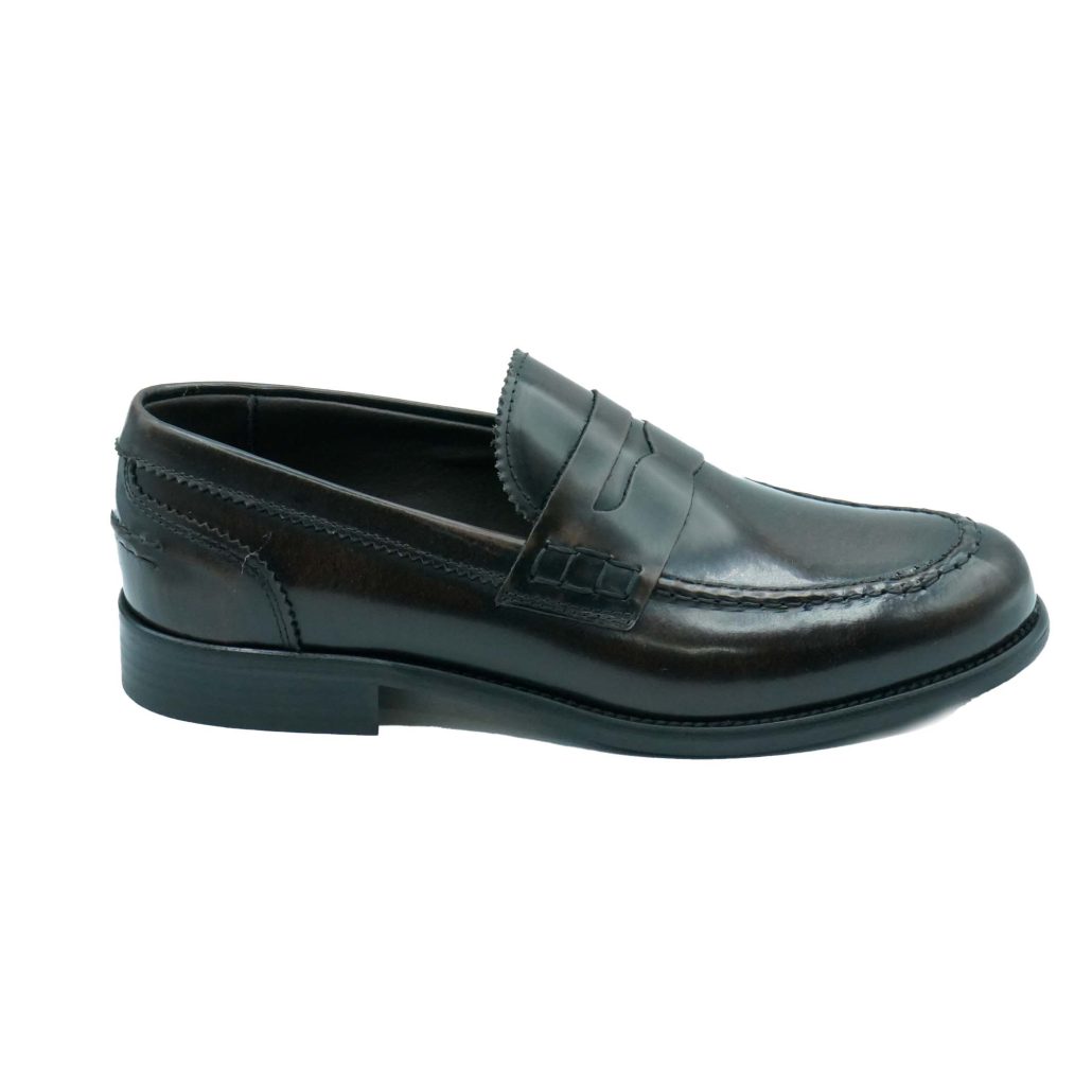 Lea Gu mocassino in vitello abrasivato, bocca di leone frontale, tacco 25mm Sconto