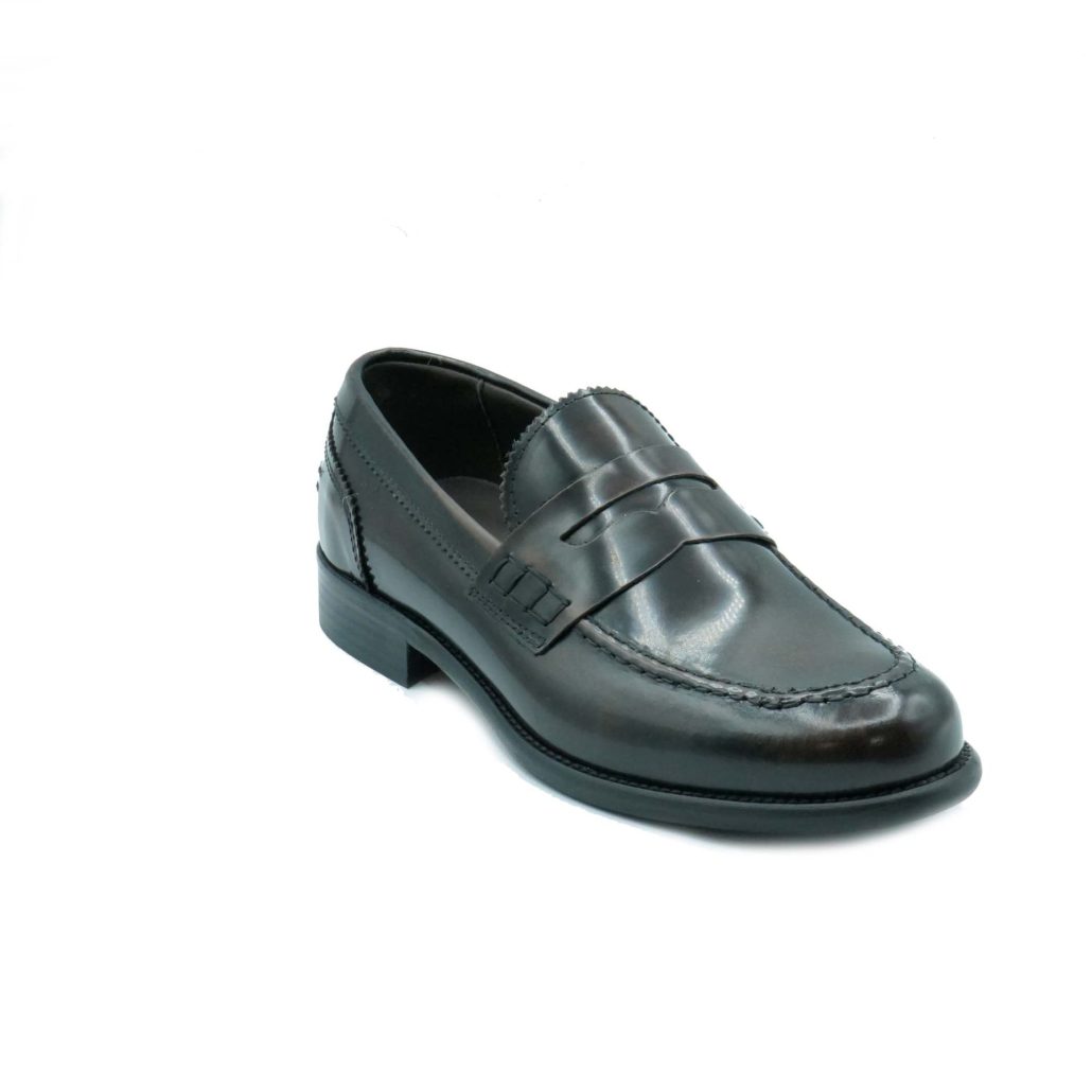Lea Gu mocassino in vitello abrasivato, bocca di leone frontale, tacco 25mm Sconto