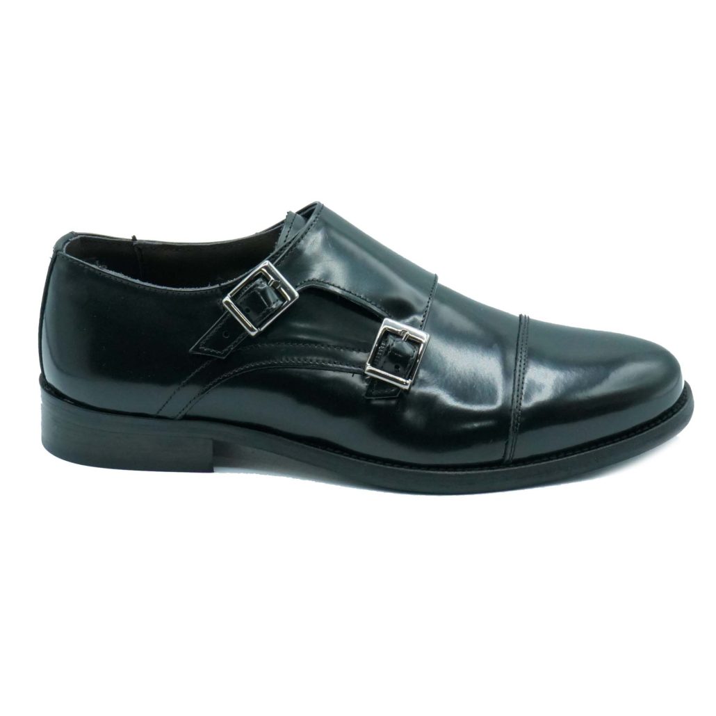 Lea Gu mocassino in vitello abrasivato, doppia fibbia frontale, tacco 25mm Offerta
