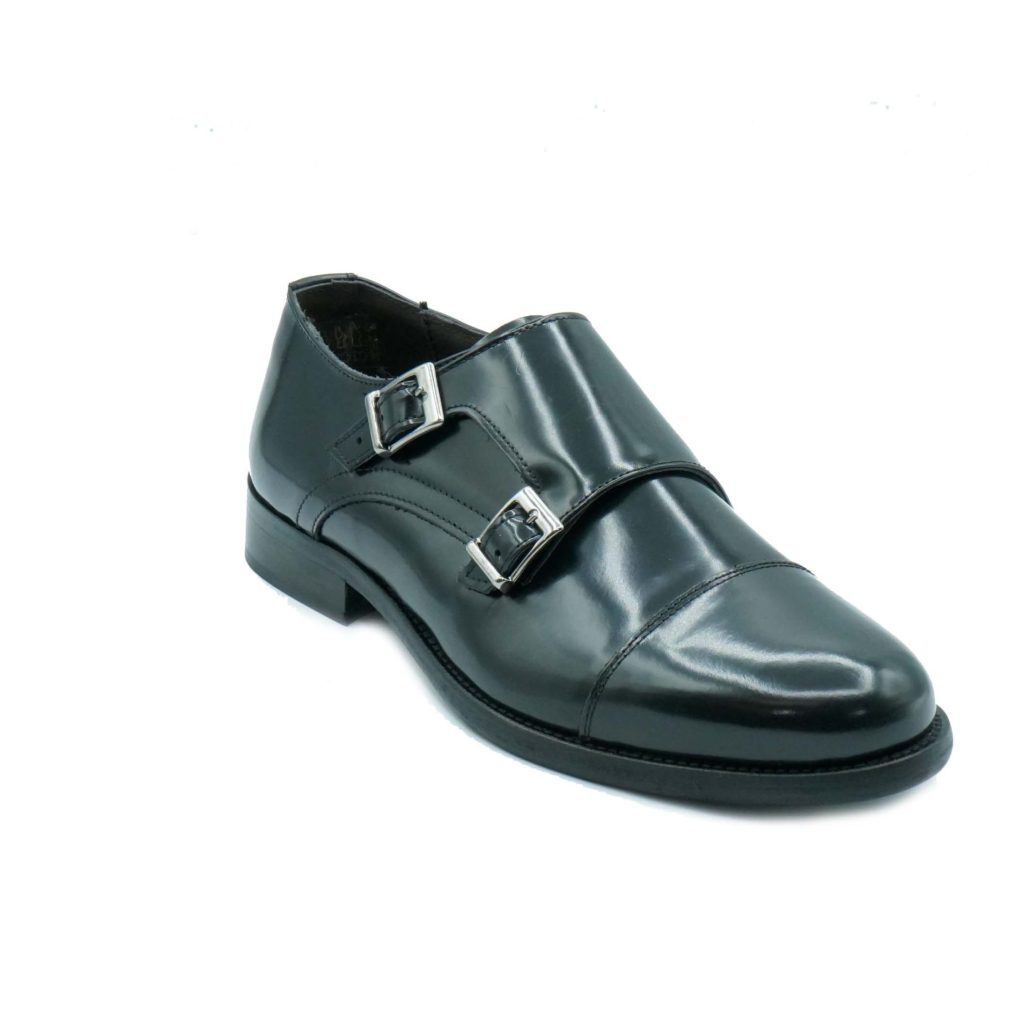 Lea Gu mocassino in vitello abrasivato, doppia fibbia frontale, tacco 25mm Offerta