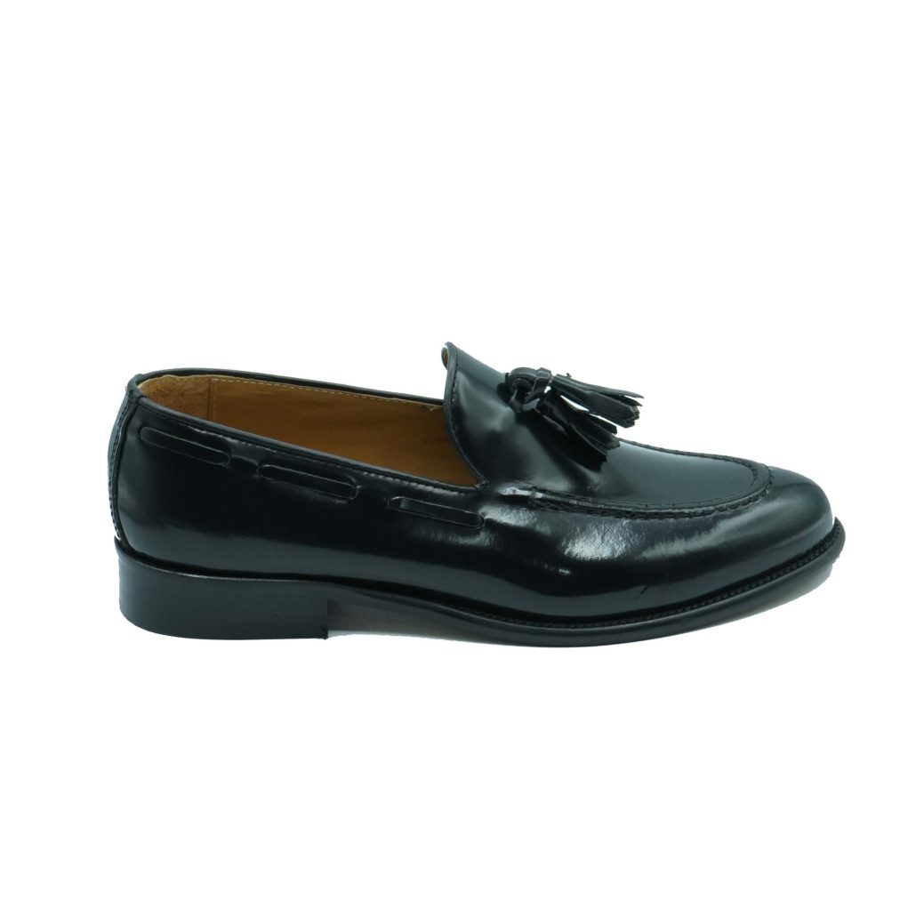 Lea Gu mocassino in vitello abrasivato, nappine frontali, tacco 25mm Economico